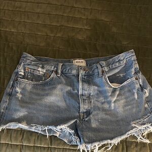 Agolde Women's Frayed Hem Jean Shorts - Light Blue